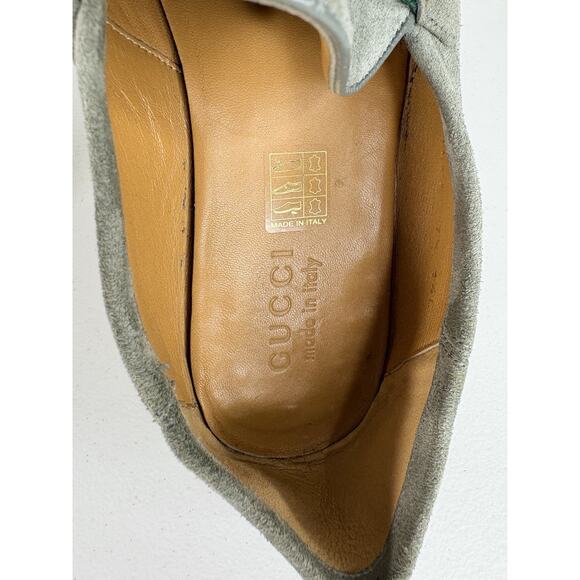 Gucci Loafers Suede Shoes Men’s UK 7.5 US 8 EU 42.5 Green Gray Horsebit Brixton - Picture 9 of 14